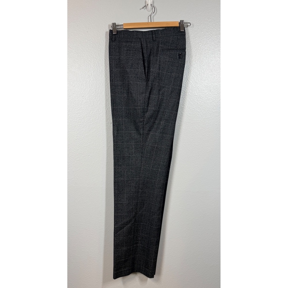 Banana Republic Trousers Mens 36 Grey Windowpane Plaid Italian Marzotto Standard